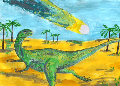 Saurier unter Meteoritenschweif